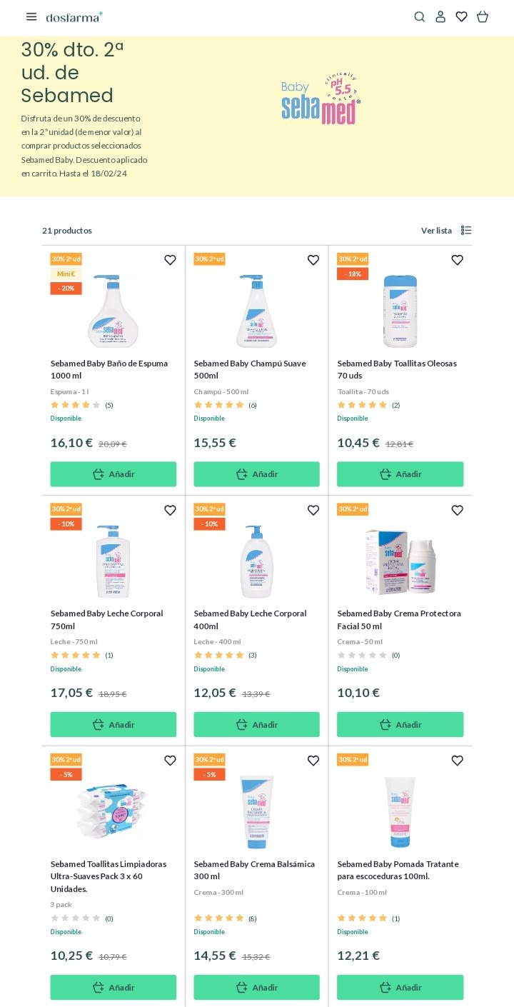 -30% en la Segunda Unidad Sebamed desde Dosfarma.