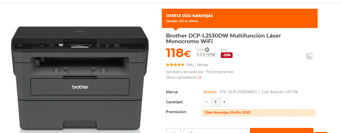 Brother DCP-L2530DW Multifunción Láser Monocromo WiFi