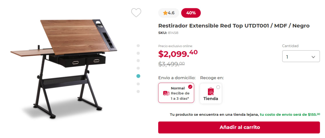 Restirador Extensible Red Top a $2,099 en Office Depot