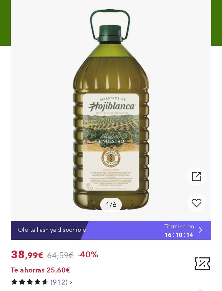 Aceite de oliva virgen extra Maestros de Hojiblanca 1 l.