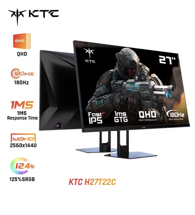 KTC H27T22 pantalla de 27" 2560x1440 QHD 16:9 ELED 180Hz Panel IPS por solo 137,10€