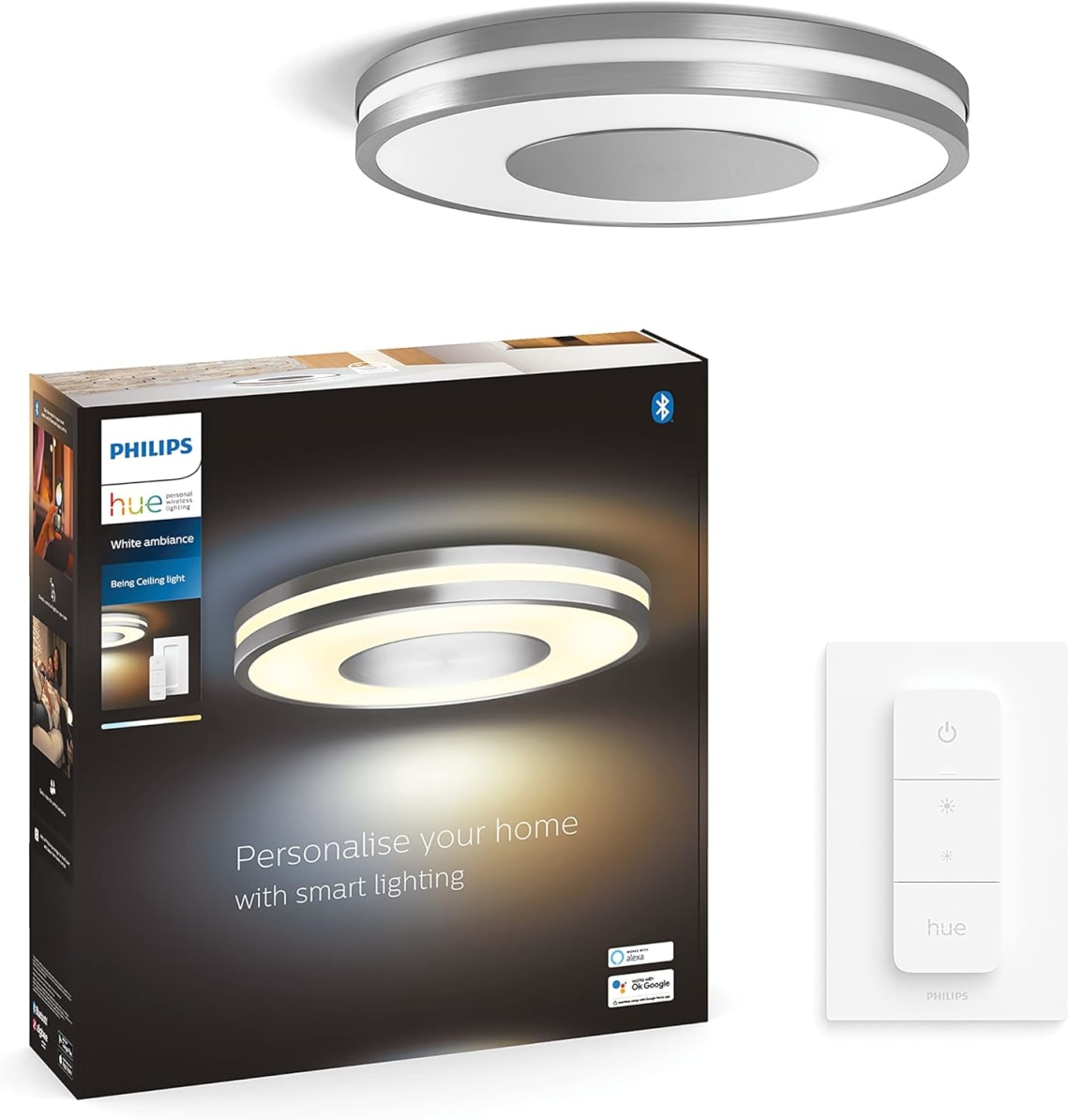 Philips Hue plafondlamp Still zwart ⌀39cm 22,5W met Dimmer switch voor €94 dmv code bij Amazon