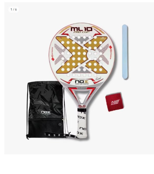 Pala de pádel Nox ML 10 pro cup blanca + 1 Gymsack Nox + 1 Protector