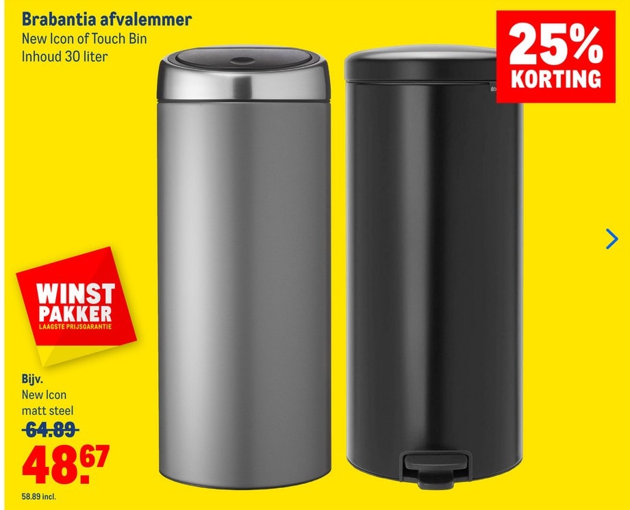 Jonge dame Allergie de sneeuw Brabantia Touch Bin Flat Top of New Icon afvalemmer 30 liter voor €58,89 bij