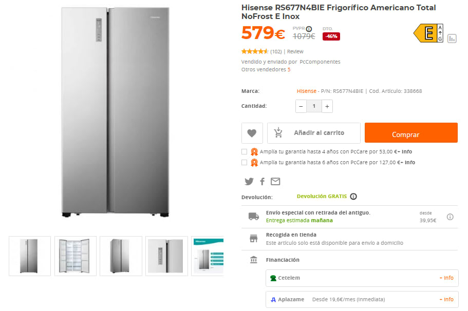 Hisense RS677N4BIE Frigorífico Americano Total NoFrost E Inox