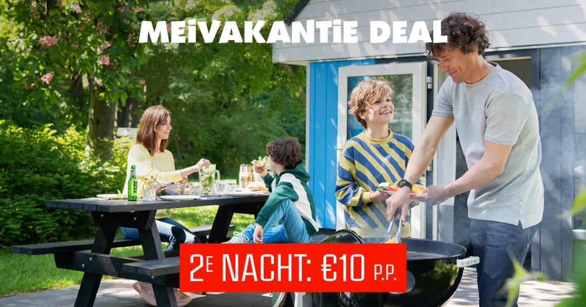 Boek de 2e nacht voor maar € 10,- per persoon in Walbi Village