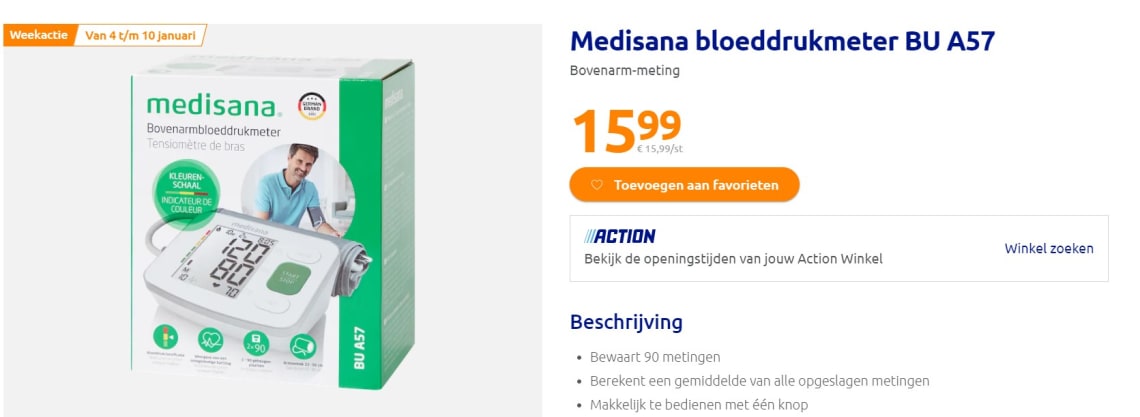 Ontslag nemen Uitrusten Lastig Medisana bloeddrukmeter BU A57 voor €15,99 bij de Action