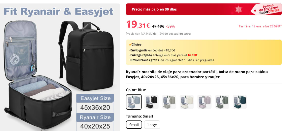Ryanair-mochila de viaje para ordenador portátil, bolsa de cabina