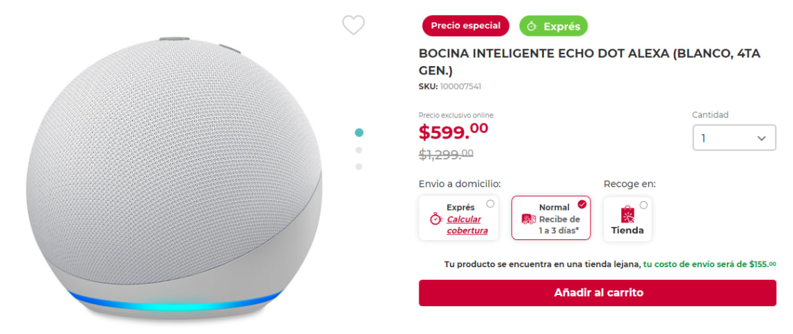Echo Dot Alexa 4gen a $599 en Office Depot