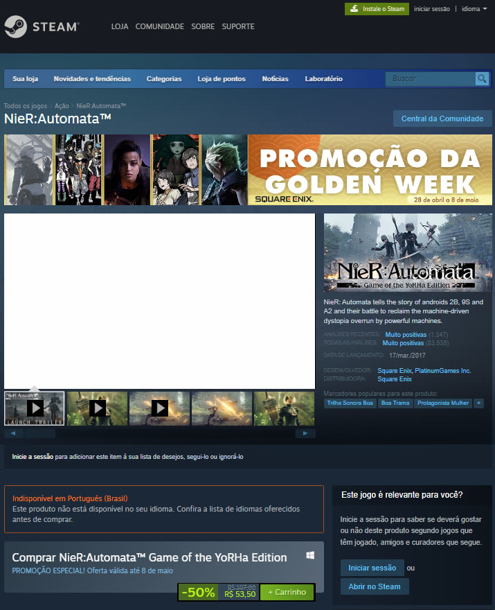 Distribuidora no Steam: Square Enix