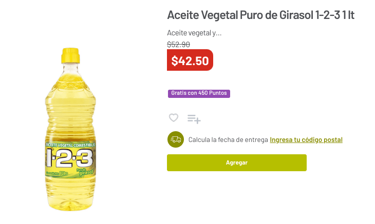 Aceite Vegetal Puro de Girasol 1-2-3 1 lt