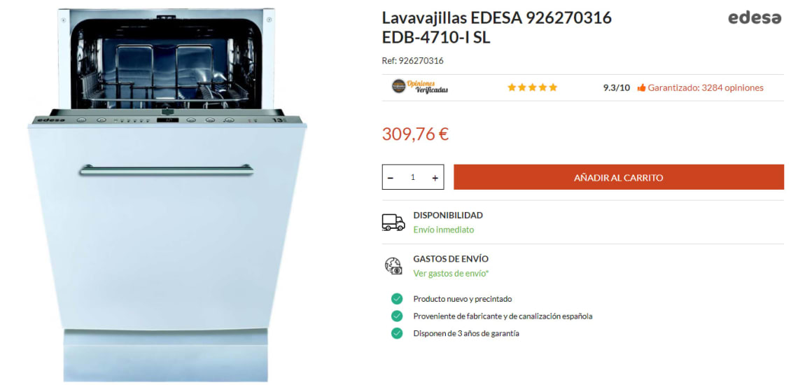 Lavavajillas Integrable Edesa E EDB4710I SL