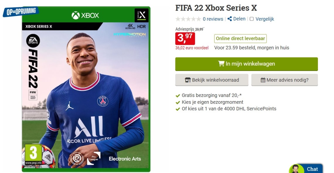 FIFA 22 voor €3,97 bij BCC
