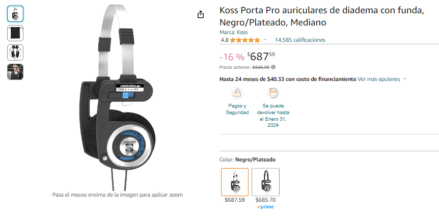 Porta Auriculares Diadema Con Funda Negro