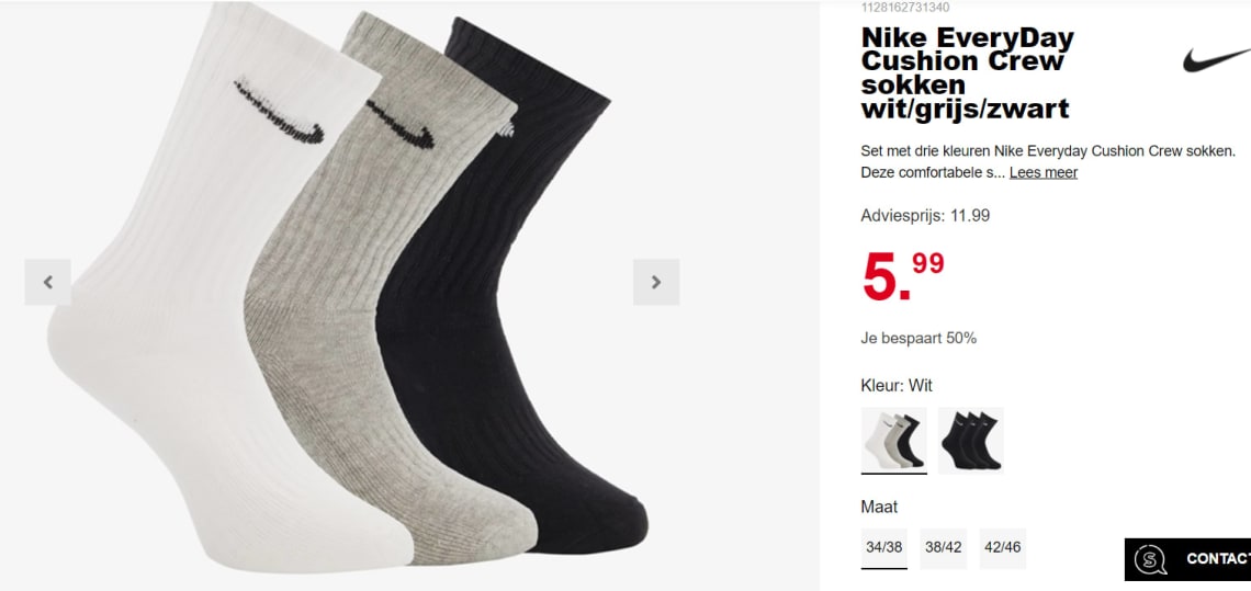wet taart Grazen Nike EveryDay Cushion Crew sokken 3 paar voor €5,99 bij Scapino