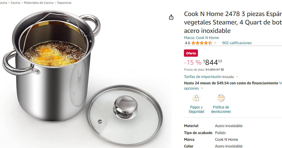  Cook N Home – Juego de 10 unidades de acero inoxidable