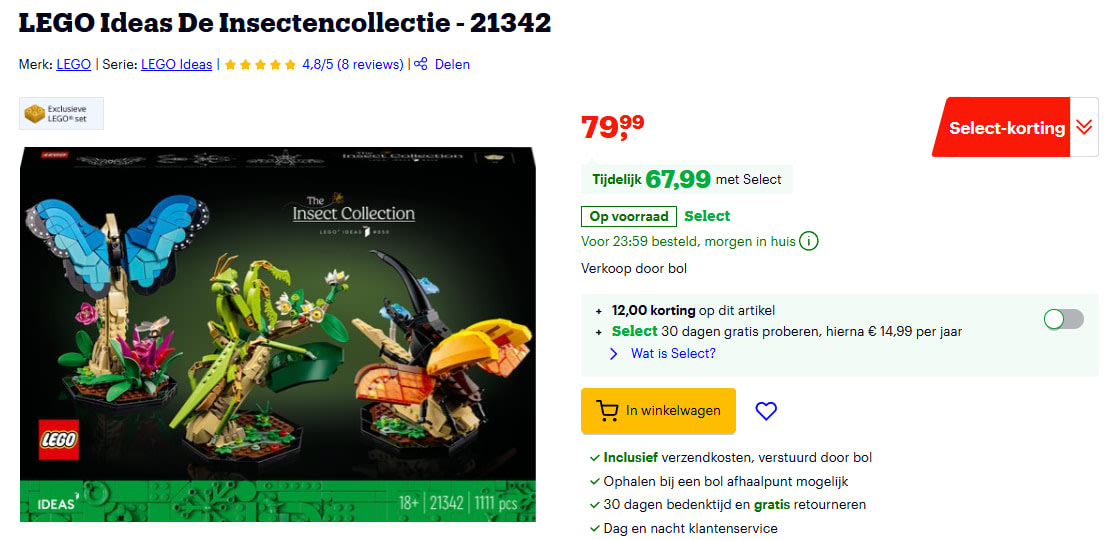 Lego Ideas De Insectencollectie (21342) voor €67,99 met Bol Select