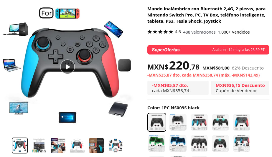 Mando inalámbrico con Bluetooth 2,4G, 2 piezas, para Nintendo Switch Pro,  PC, TV Box, teléfono inteligente, tableta, PS3, Tesla Shock, Joystick -  AliExpress