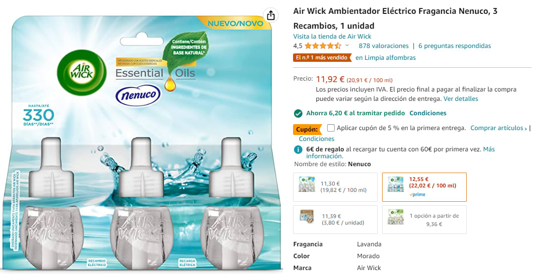 AIR WICK RECAMBIO AMBIENTADOR ELÉCTRICO NENUCO [PACK 4] - AliExpress