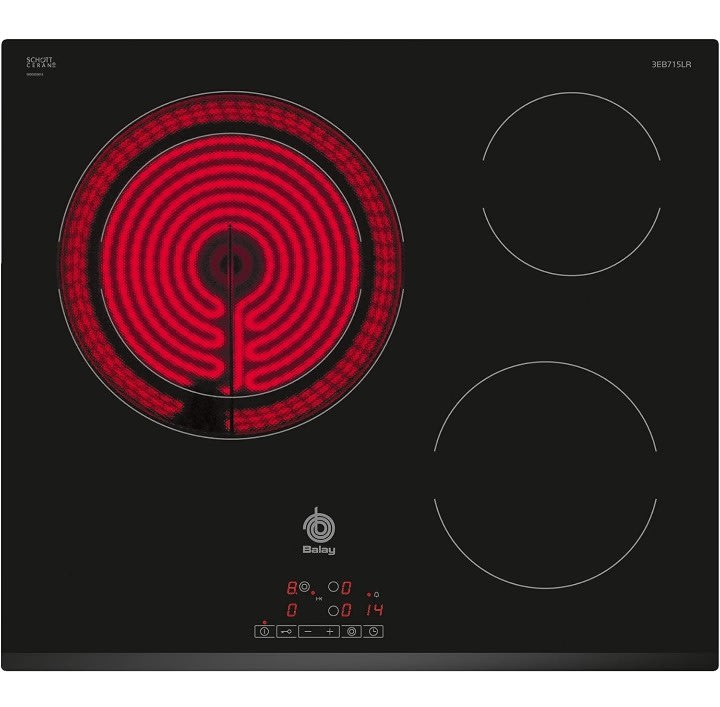 Vitrocerámica Balay 3EB715LR, 3 zonas bisel delantero