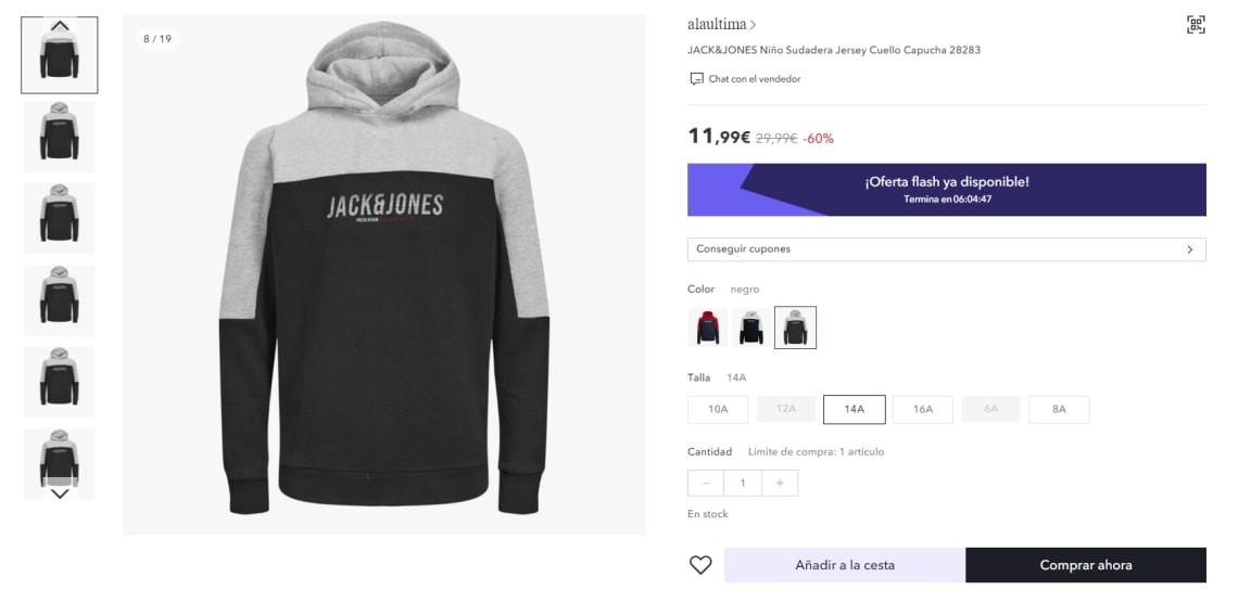 Jack and jones sudadera infantil por 8,99€