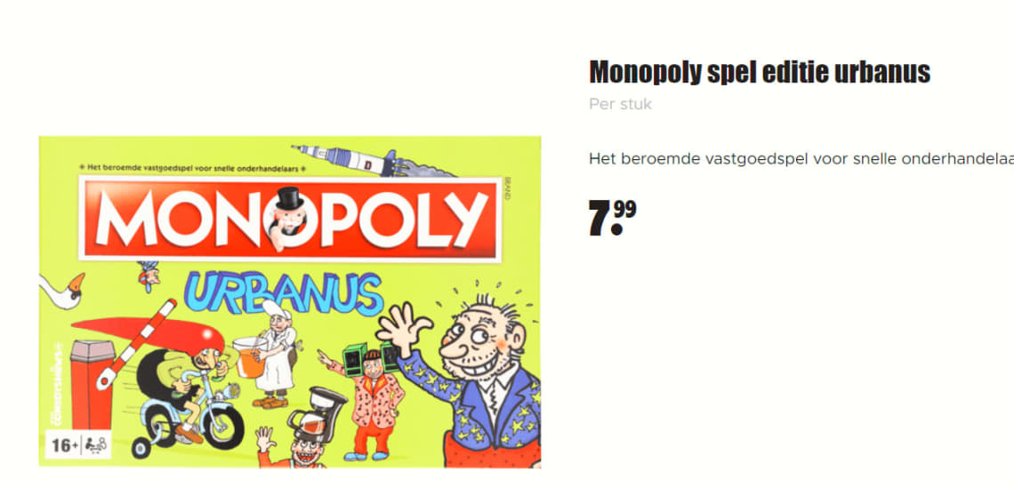 Monopoly spel editie Urbanus voor €7,99 bij Dirk