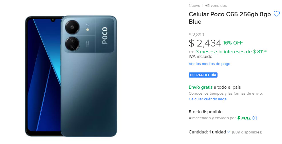 Mercado Libre: Celular Poco C65 256gb 8gb Blue 