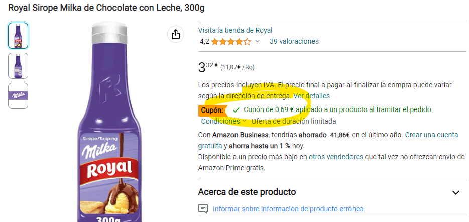 Royal Sirope Topping Chocolate con Leche Milka - 300 Gr