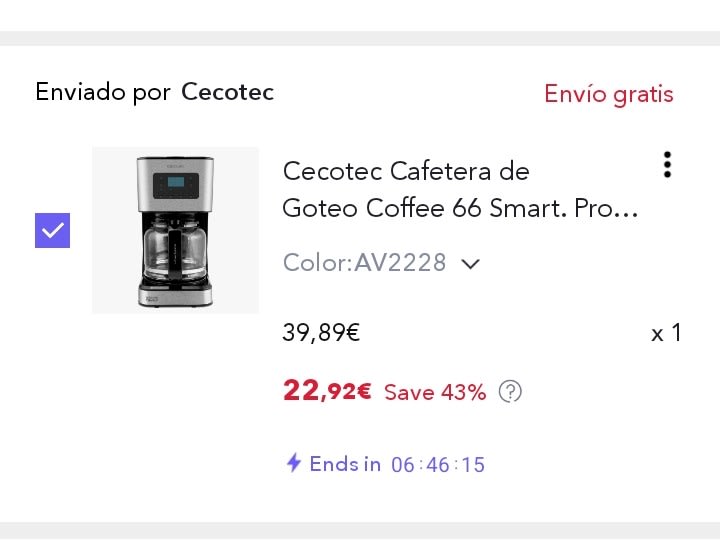 Cafetera de goteo programable Coffee 66 Smart Cecotec