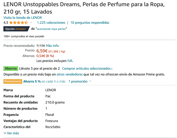 LENOR Unstoppables Dreams, Perlas de Perfume para la Ropa, 210 gr, 15  Lavados - Aroma floral