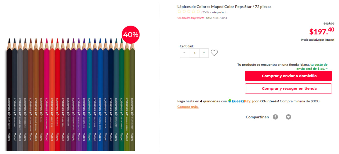 Pack 72 Lápices de Colores Maped a $197 en Office Depot