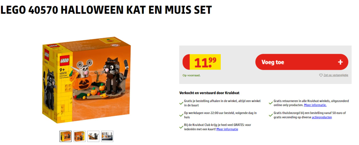 Lego Halloween Kat & Muis (40570) voor €11,99 bij Kruidvat