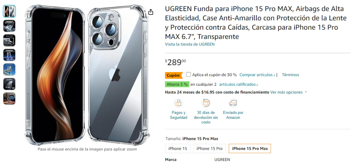  Funda para iPhone 15 Pro Max-UGREEN 