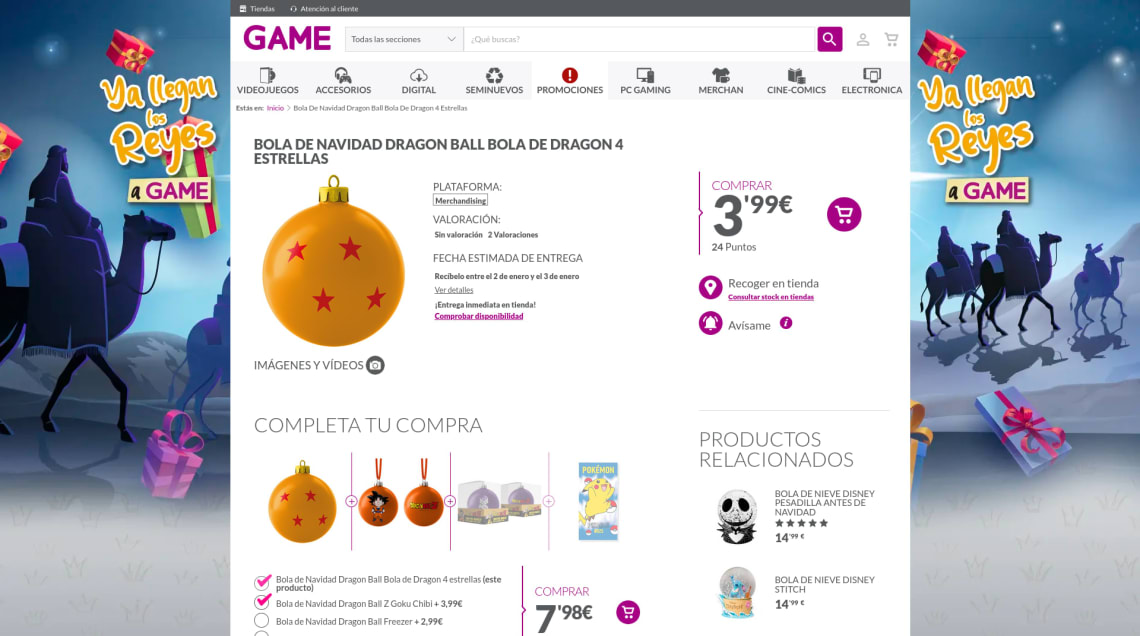 Bola de Navidad Dragon Ball Bola de Dragon 4 estrellas por 3,99€