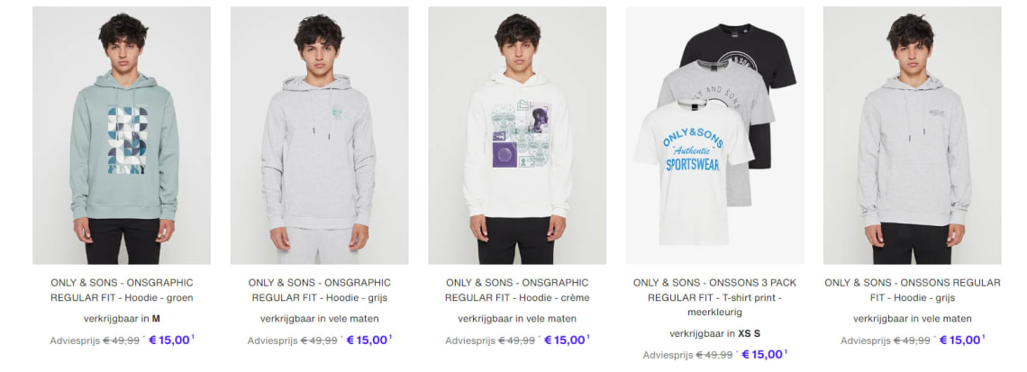 Tot 75% korting op Only en Only en Sons + gratis verzending met code bij Zalando Lounge