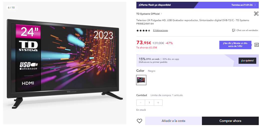 AHORRAS 60€! Smart TV TD Systems de 24 FullHD con WiFi por solo 149€