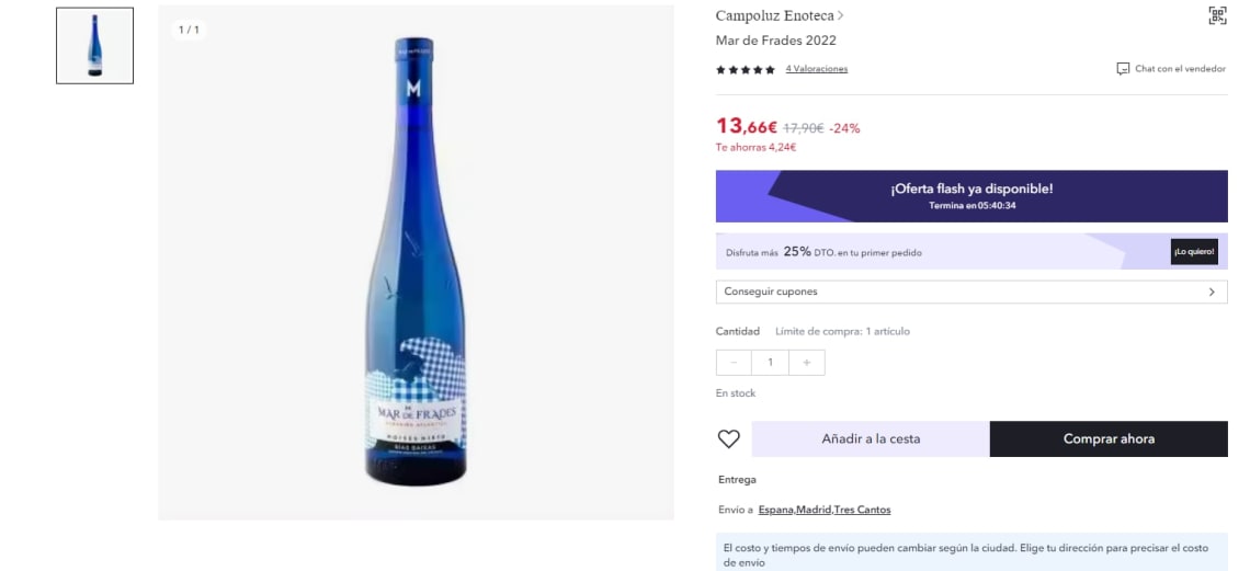 Vino blanco joven Mar de Frades 2022 por 10,25€