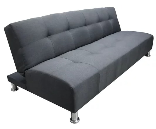 Sofá Cama Reclinable Vegas Lino Gris Oxford Futon 3 Posiciones EL BAZAR  STORE Moderno Abotonado