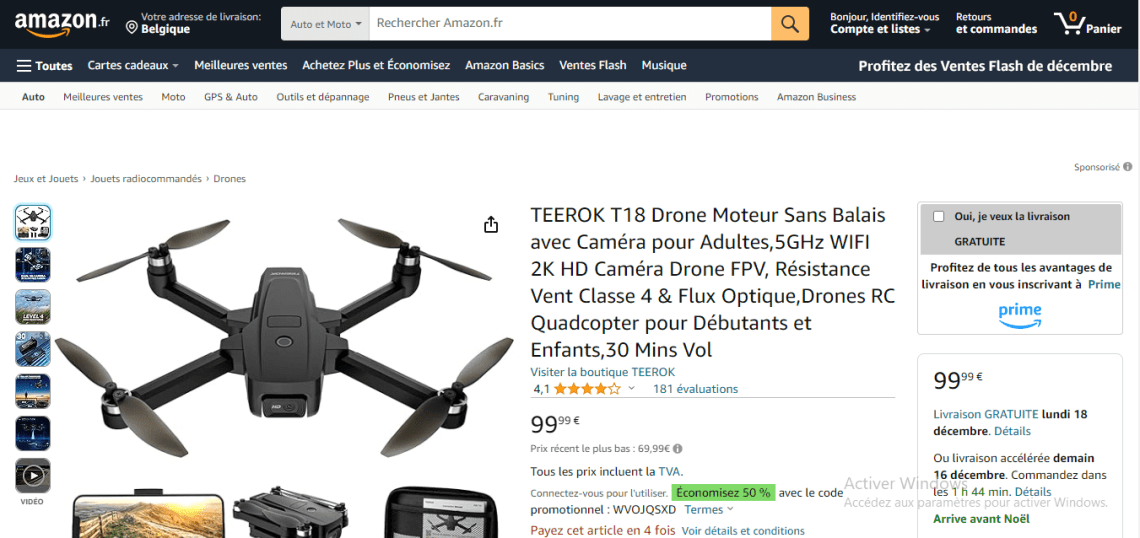 TEEROK T18 Drone Moteur Sans Balais avec Caméra pour Adultes,5GHz