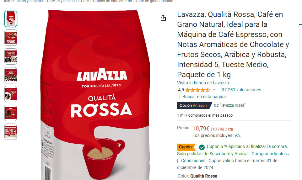 Granos De Café Qualità Rossa 1kg - LavAzza