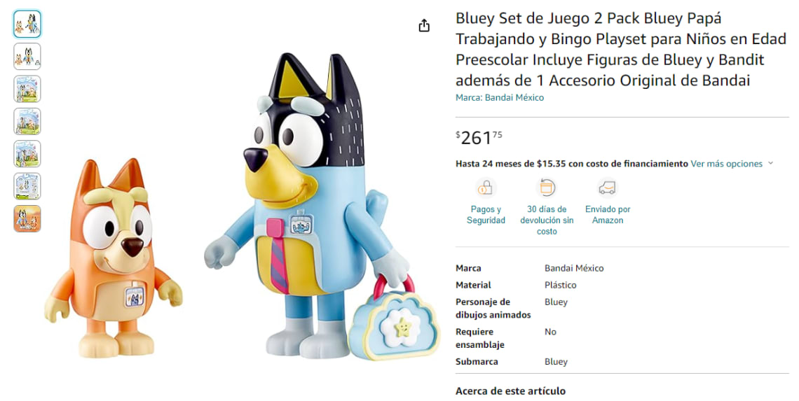 Bluey Papá Trabajando Y Bingo 2 Pz