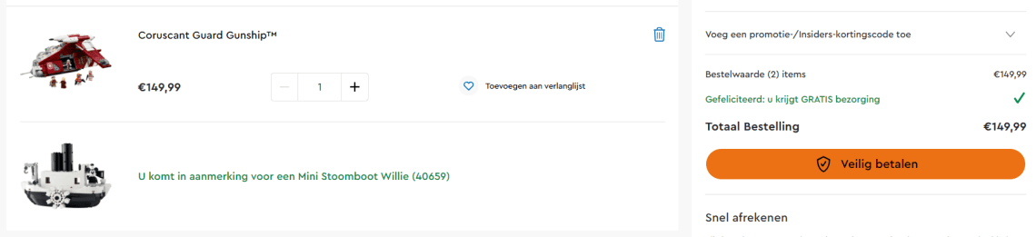 Gratis LEGO Disney Mini Stoomboot Willie bij je bestelling bij Lego.com