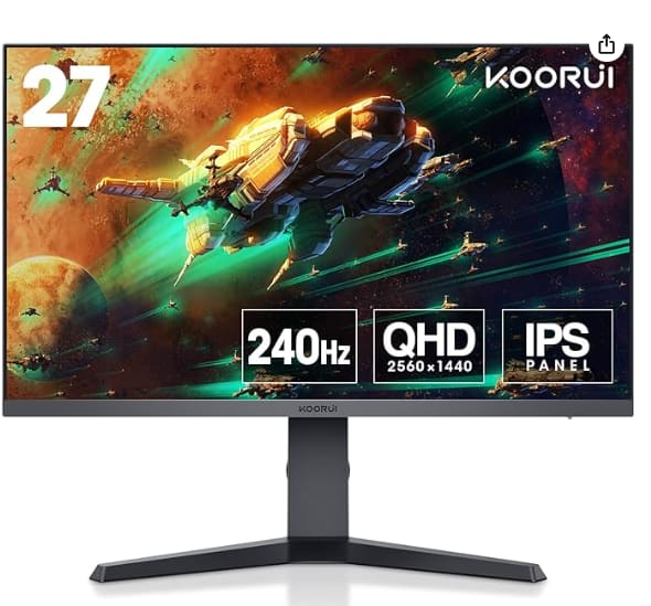 Gaming Monitor 27 Pulgadas KOORUI - Pantalla WQHD PC, 240Hz, 1ms, Adaptive  Sync, Compatibilidad Gsync, (2560x1440, HDMI