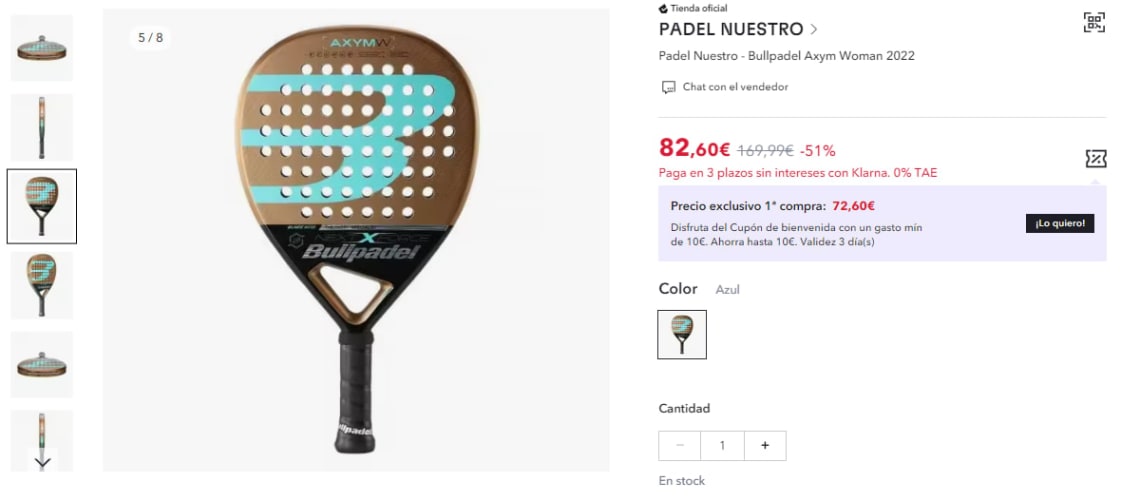 Pala Bullpadel Axym Woman 2022 por 70,21€