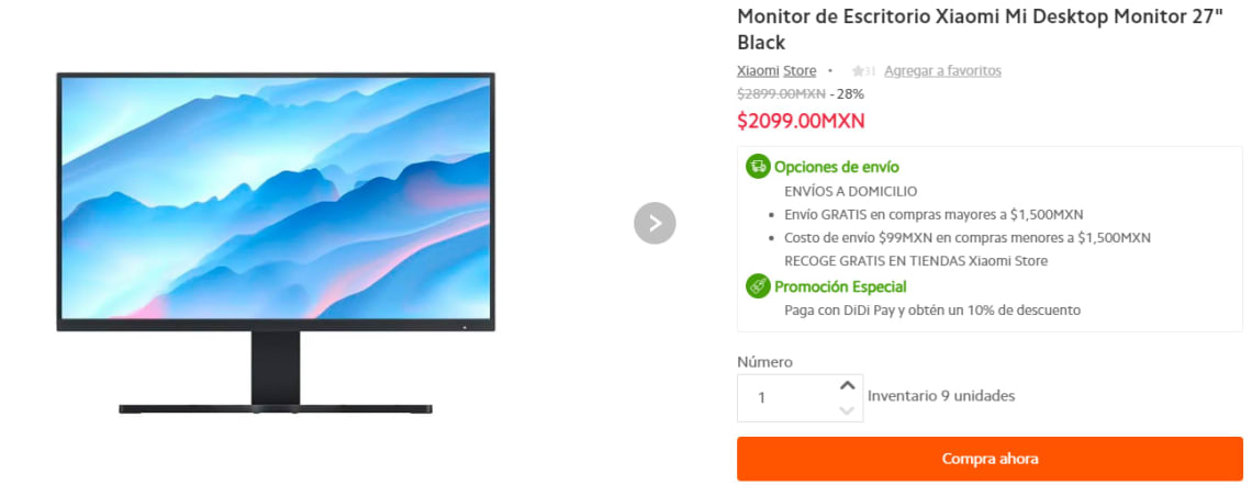 Monitor de Escritorio Xiaomi Mi Desktop Monitor 27 Black_Xiaomi Store