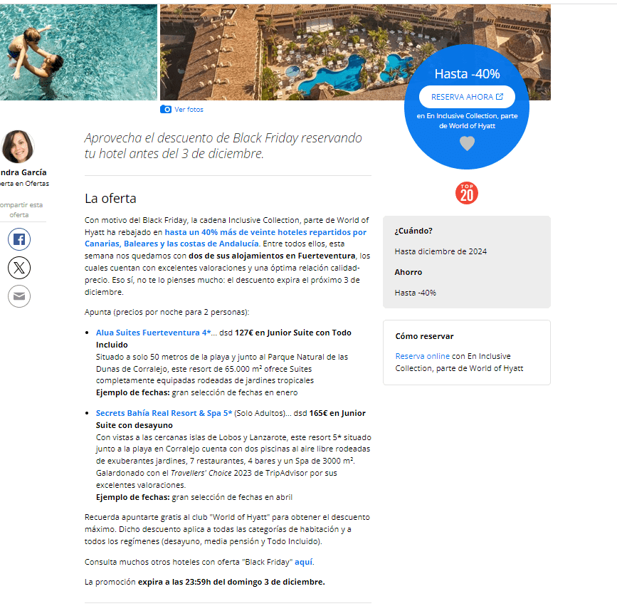 Black Friday reservando tu hotel antes del 3 de diciembre hasta -40% descuento