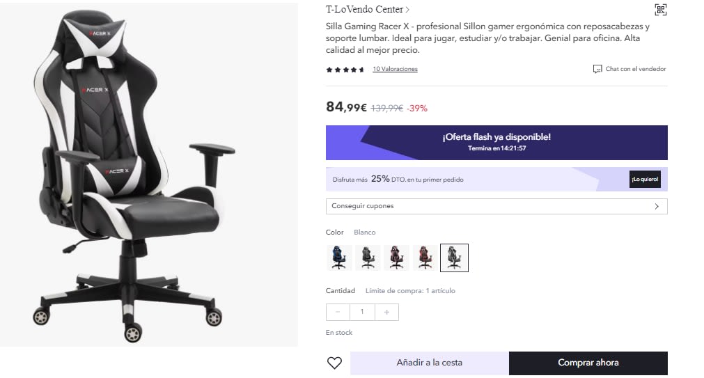 Silla Gaming Oficina Racing Sillon Gamer Racer X Profesional