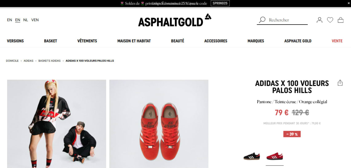 chaussure adidas x 100 thieves palos hills pantone ecru tint collegiate orange à 79€