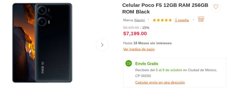 Celular POCO F5 12GB RAM 256GB ROM Black
