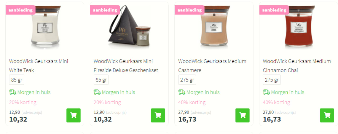 tot 40% korting op Woodwick kaarsen bij Plein